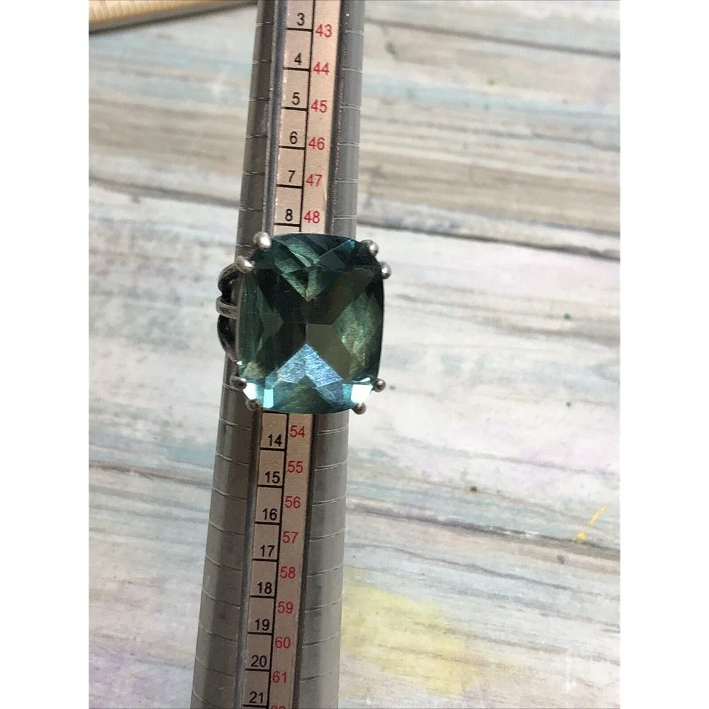 Aquamarine Fashion Jewelry Ring Distressed Silver Tone size 6‎
